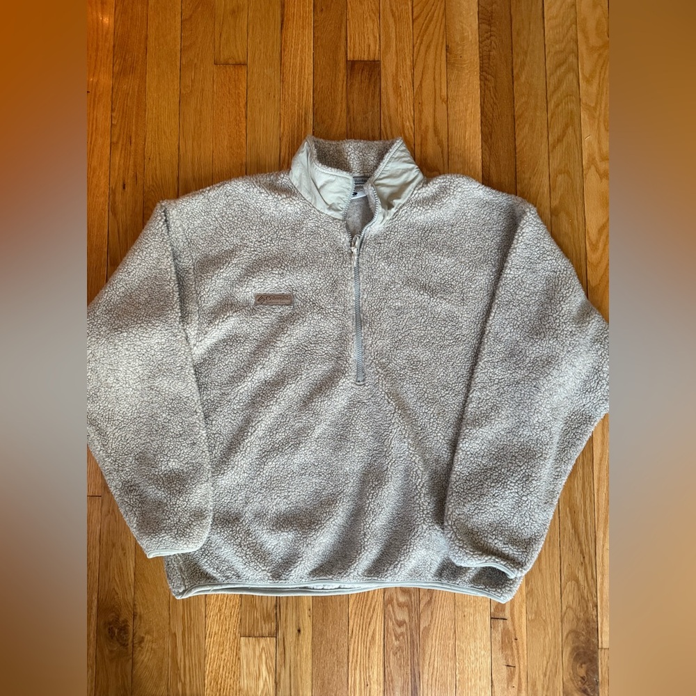 Columbia Mens Large Quarterzip Sherpa Pullover Jacket Grey